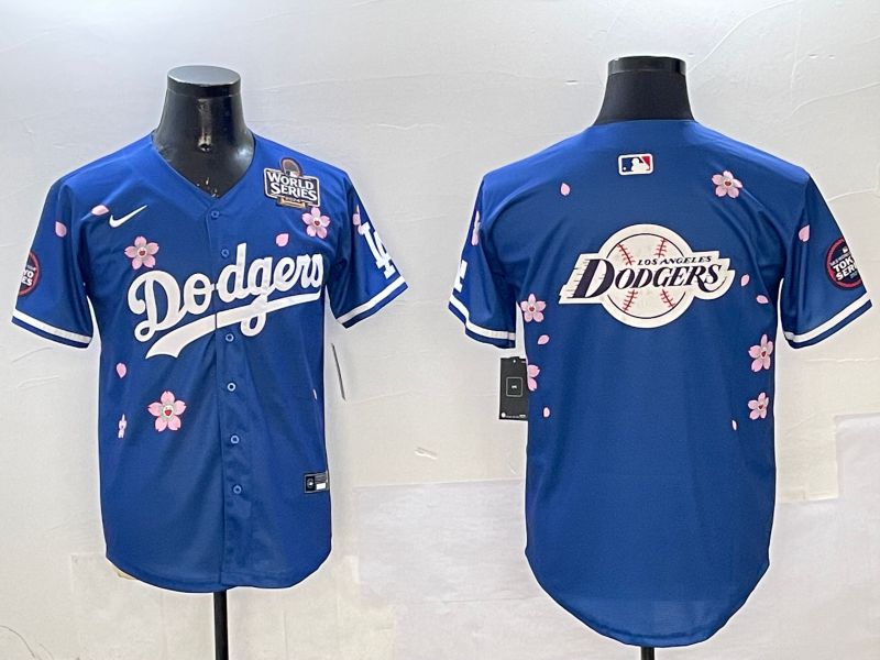 Men Los Angeles Dodgers Blank Blue Sakura Edition 2025 Nike MLB Jersey style 27->los angeles dodgers->MLB Jersey